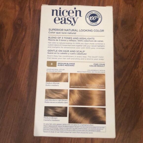 Clairol Nice'n easy Medium blonde #8 permanent hair dye color gray coverage - Picture 2 of 4